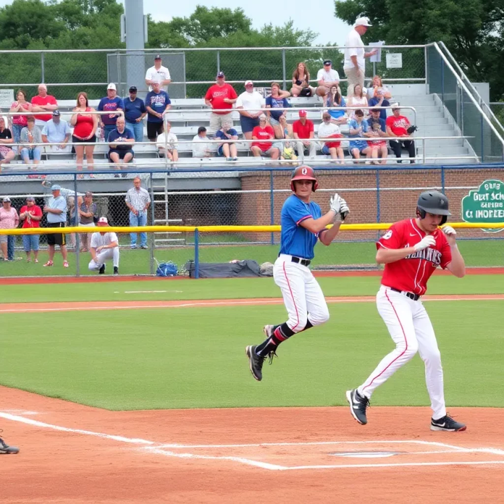 High school baseball players competing on the field in Corpus Christi.