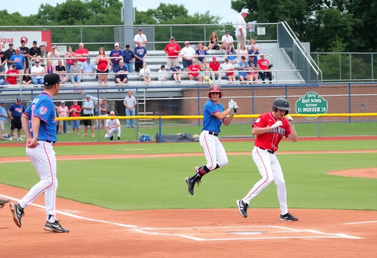 High school baseball players competing on the field in Corpus Christi.