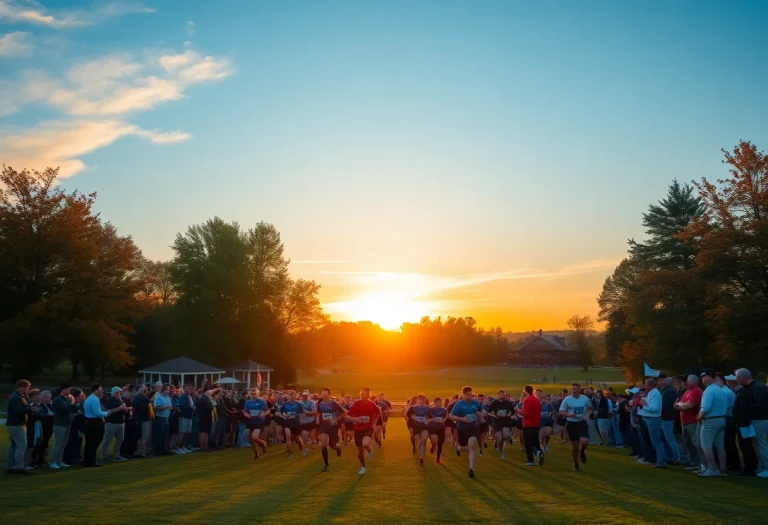 Cross country runners competing at the championship event.