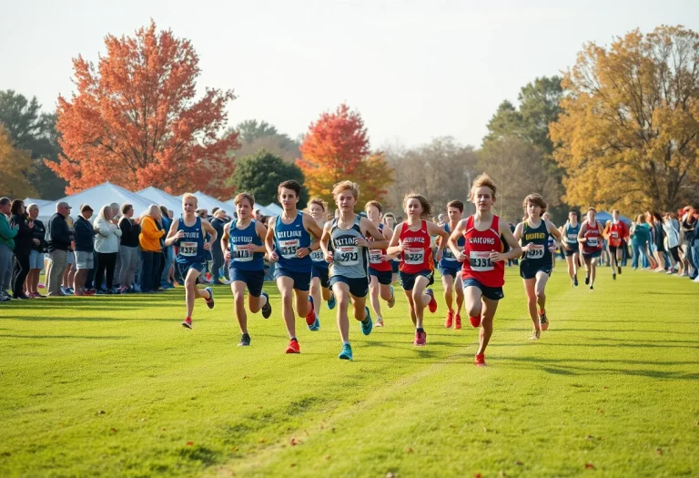 Runners competing in a high school cross country race