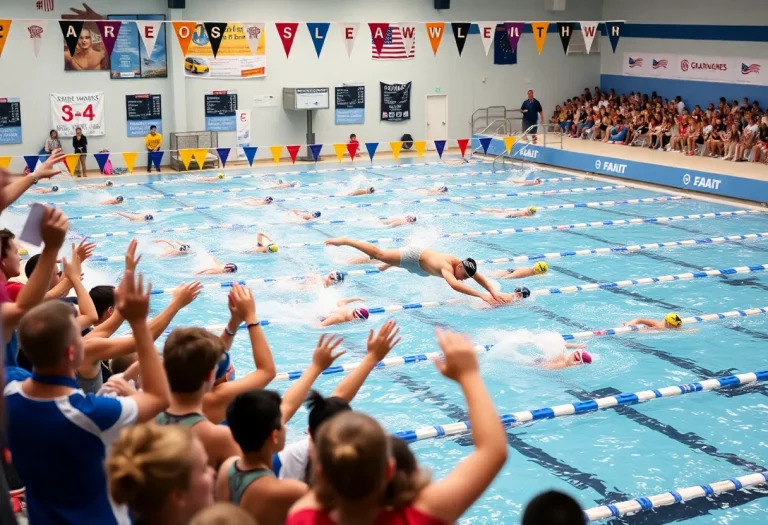 Swimmers competing at the District 2 Swimming Championships.