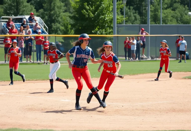 Civic Memorial Eagles celebrating during a softball game