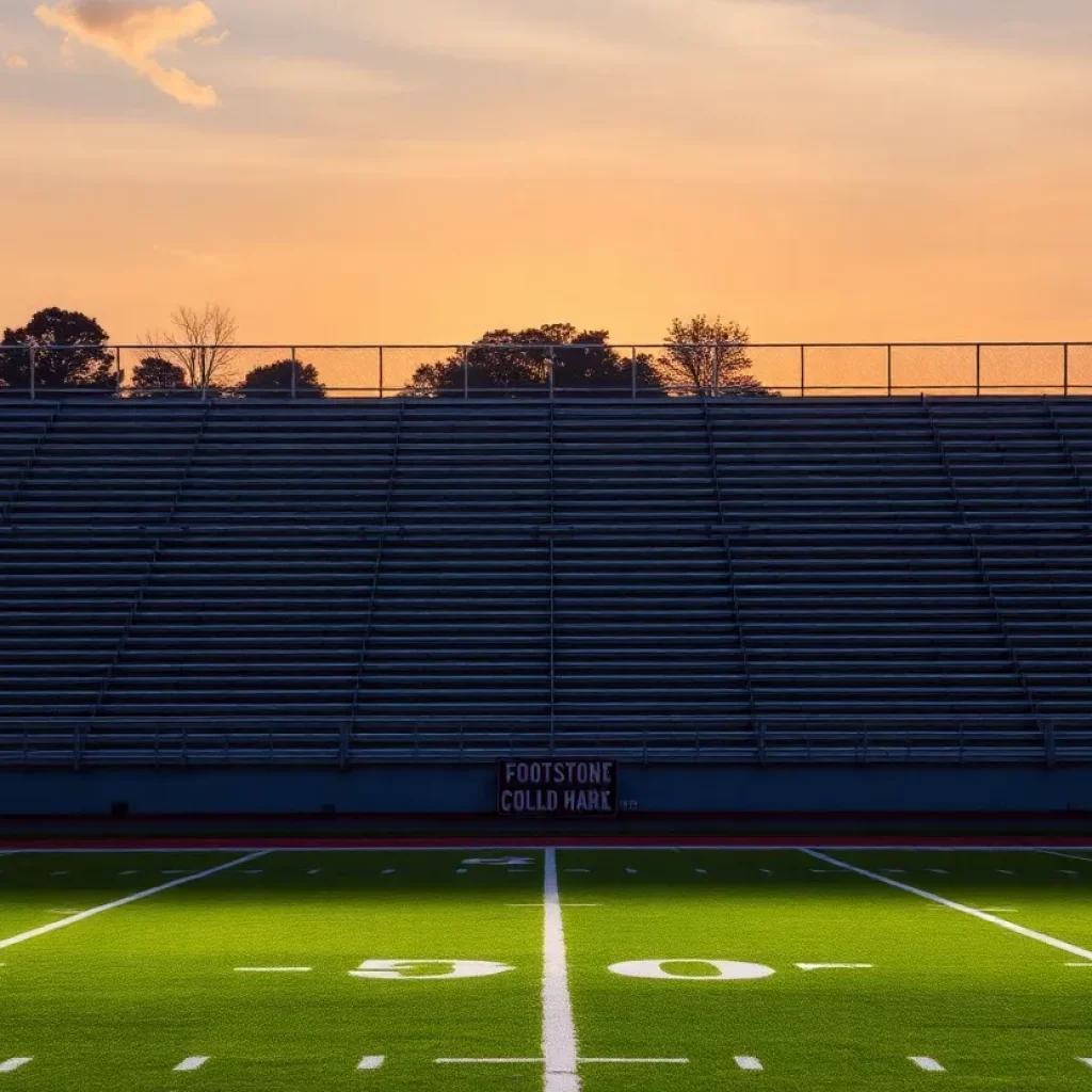 Eisenhower High School football field during sunset