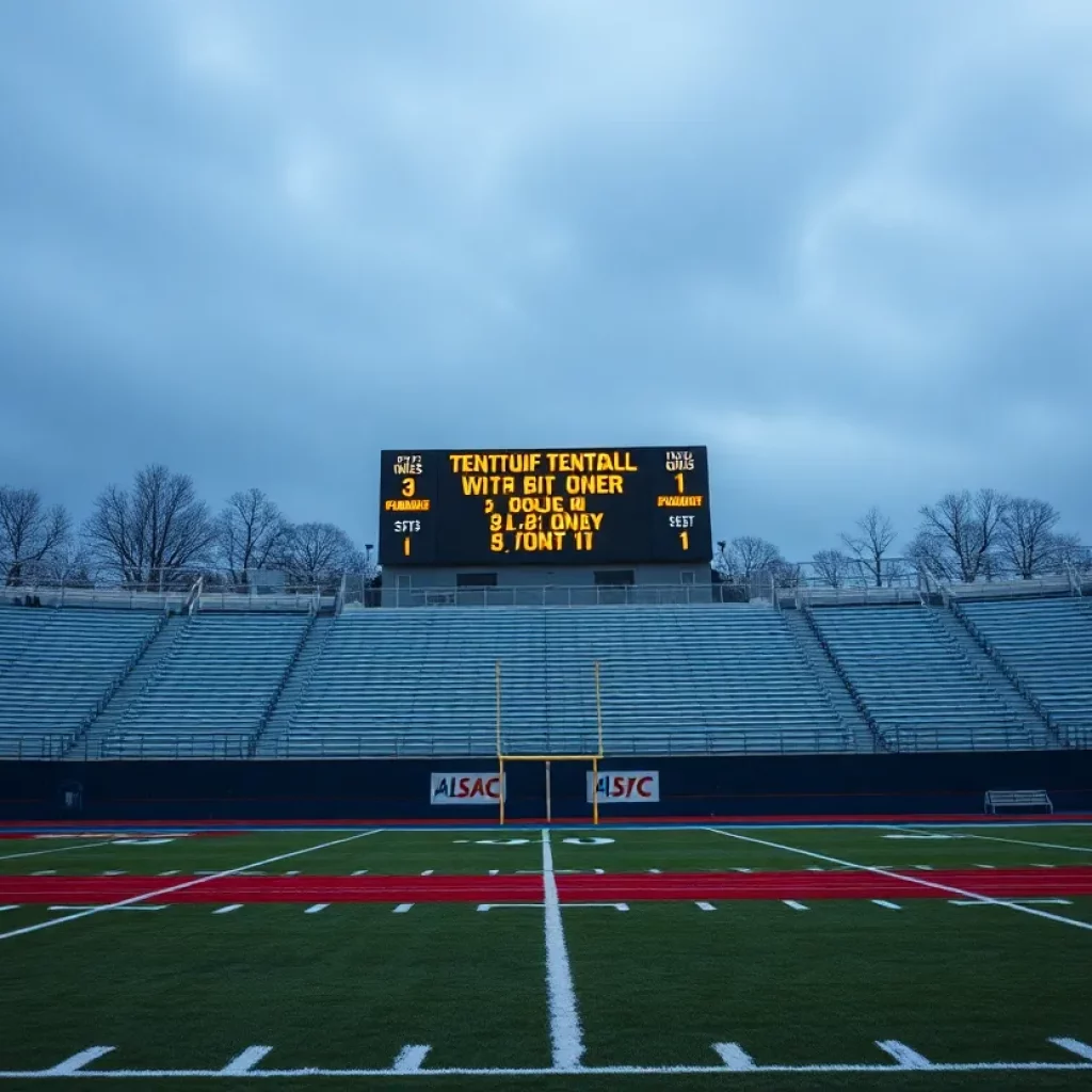 Empty football field at Edison High School during controversy