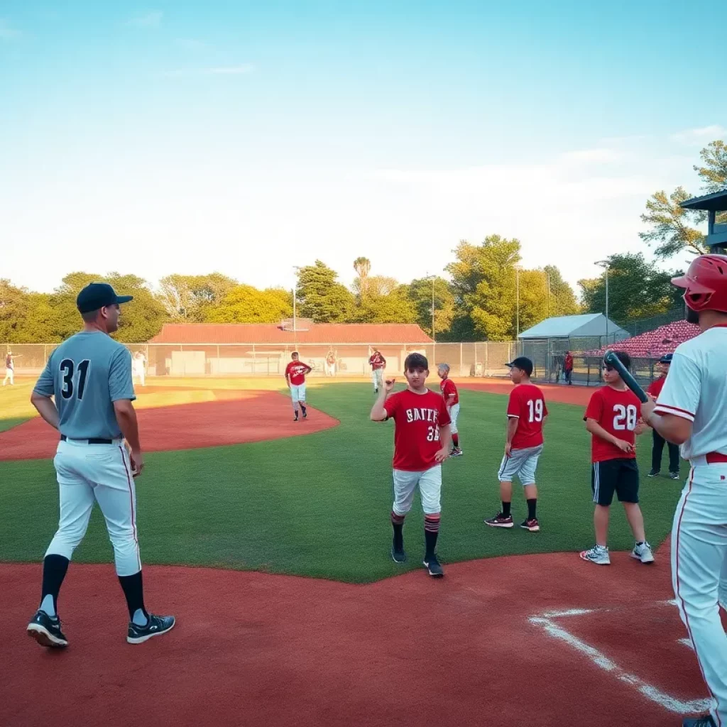 Players from Gainesville High School baseball team during a game