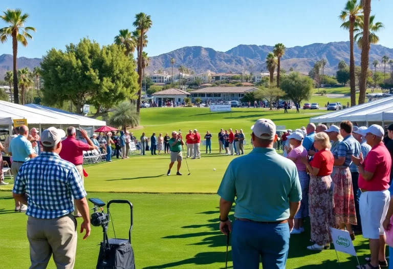 Participants teeing off at the Palm Desert charity golf tournament