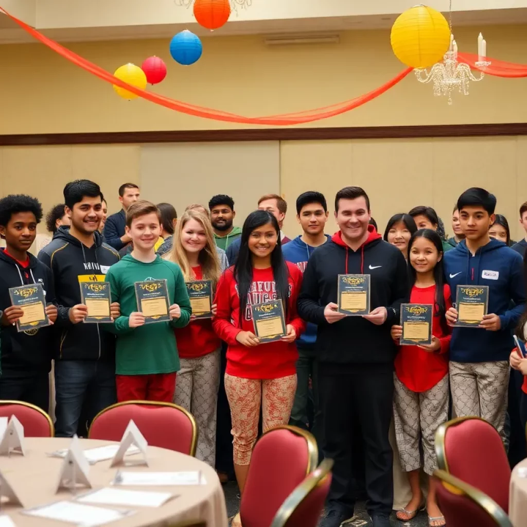 Athletes celebrating at the Greater Cincinnati Football Banquet