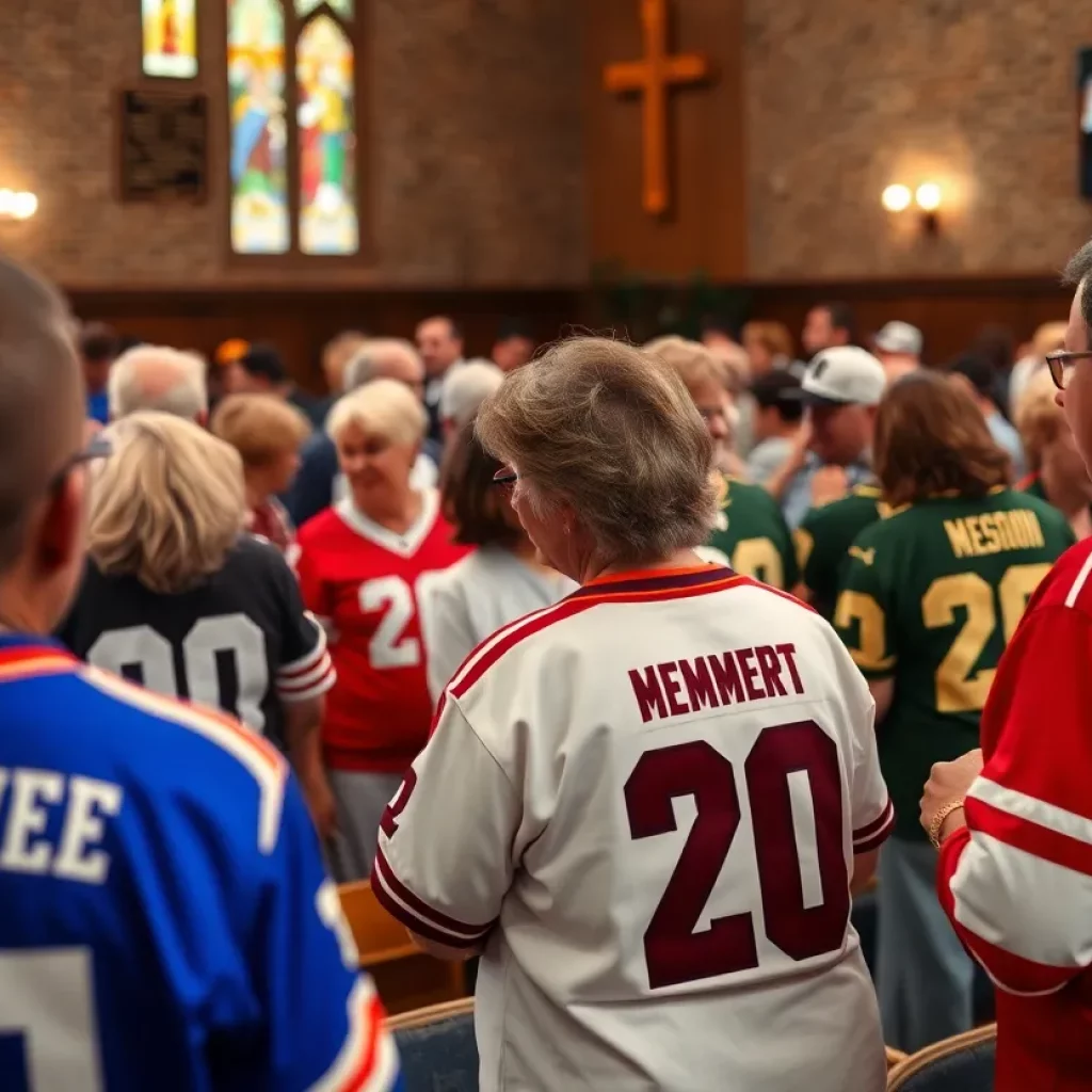 Community members gather for a memorial service in honor of David Norwood
