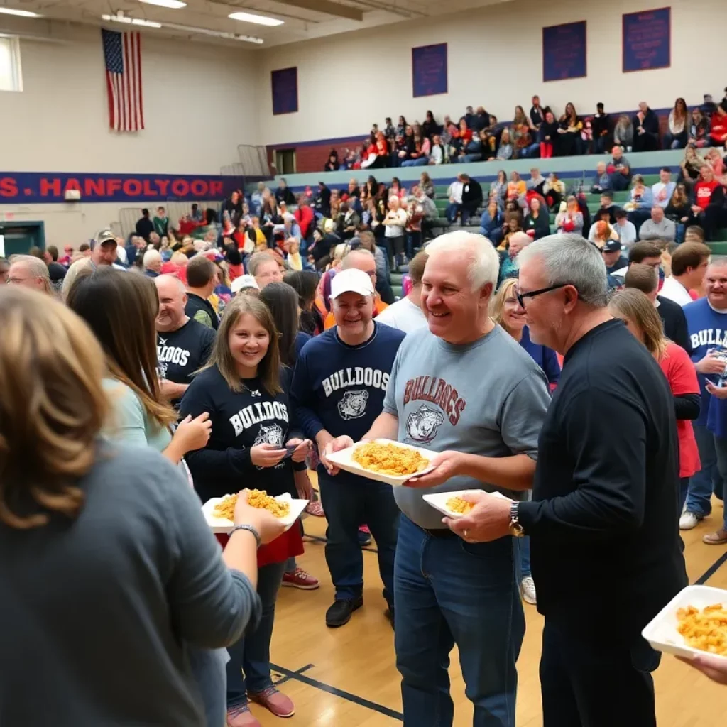 Community members celebrating the life of Coach Klontz at Heath High School