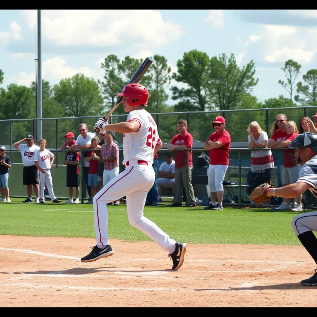 Players from a Mississippi high school baseball team during a game