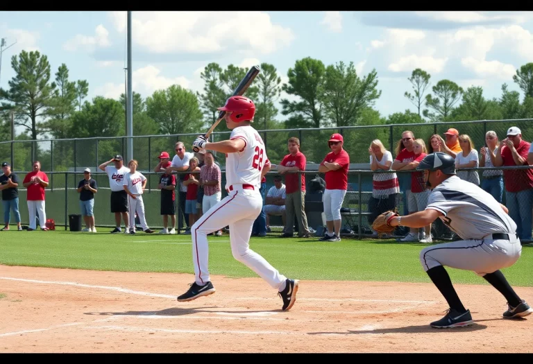 Players from a Mississippi high school baseball team during a game