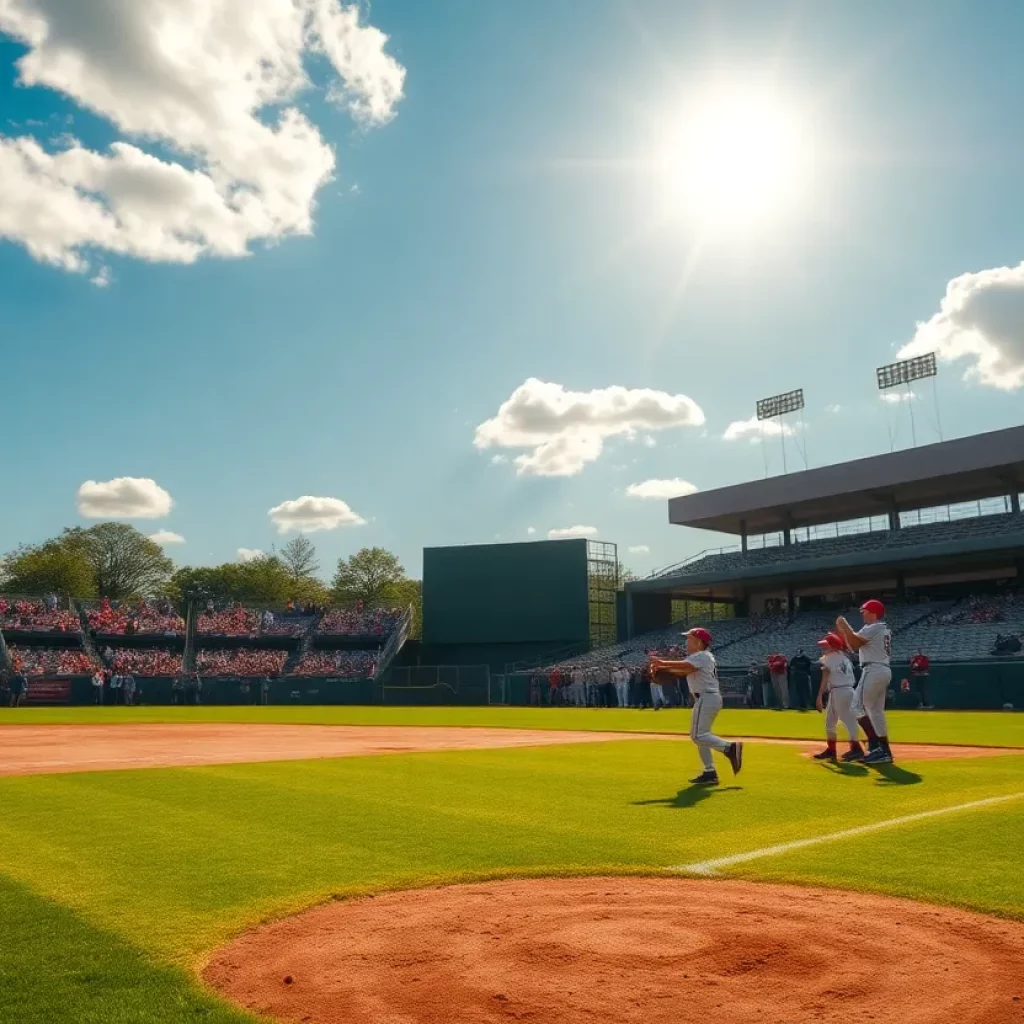 High school baseball players on a sunny field