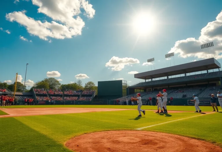 High school baseball players on a sunny field