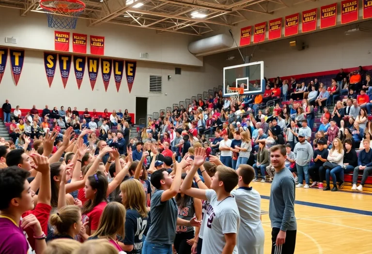 Fans cheering at the Northeast Kansas High School Basketball All Star Games
