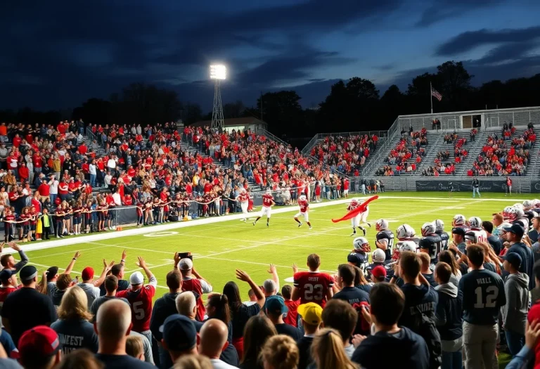 High school football teams competing in a game