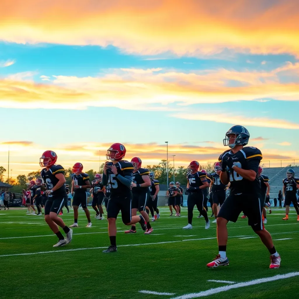 Young football players practicing in Tennessee