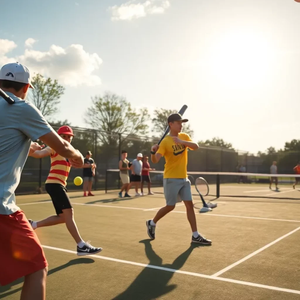 Local high school tennis and baseball teams playing games