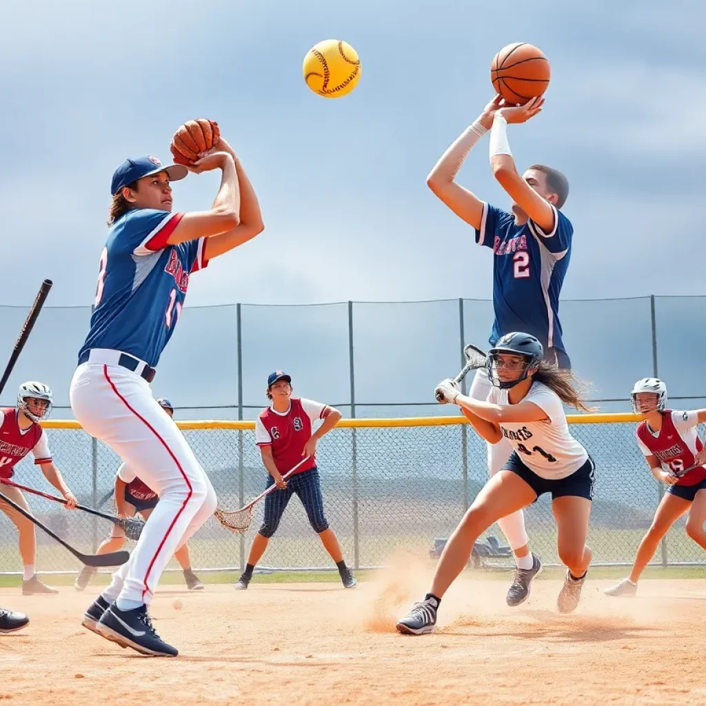 High school athletes competing in various sports