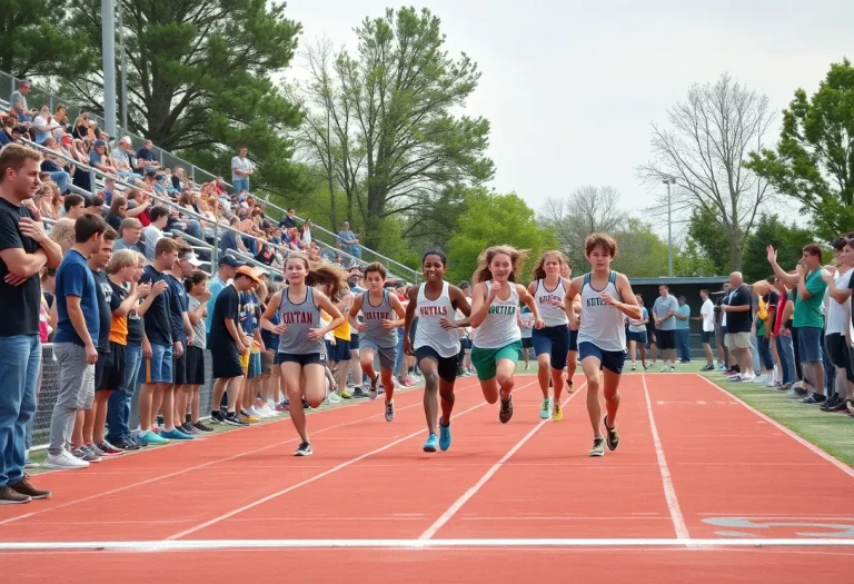 High school athletes competing in track and field at Licklider Track in Jefferson City.