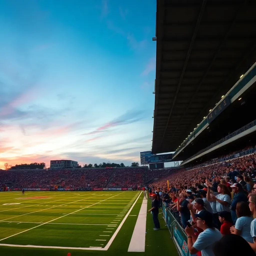 Hoover Buccaneers playing football in front of fans