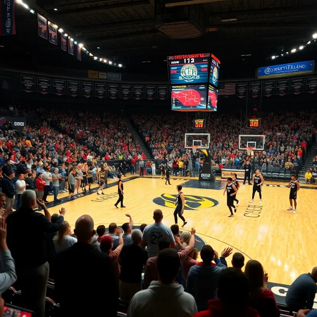 Fans and players at the Idaho High School Basketball Tournament