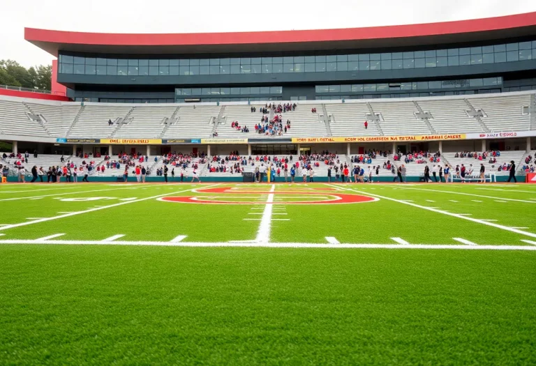 Modern turf football field at Jacksonville High School