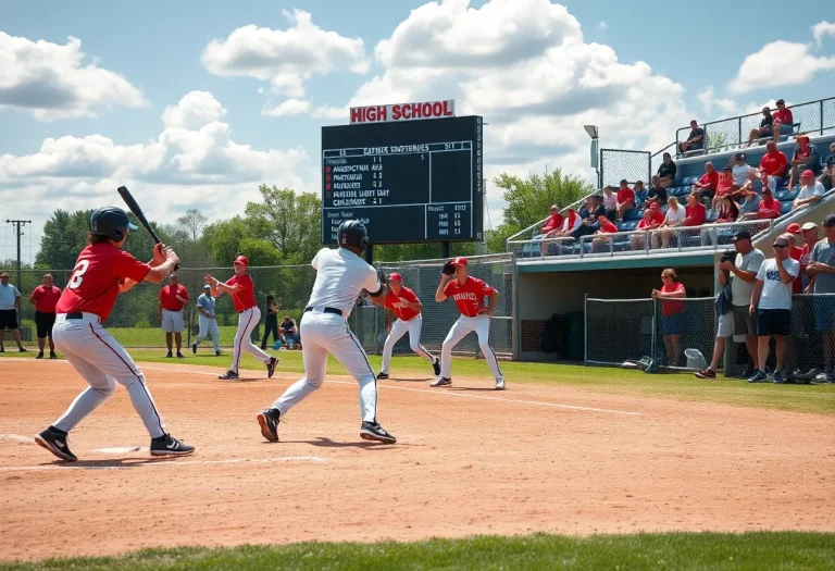 High school baseball teams competing on the field in Jacksonville