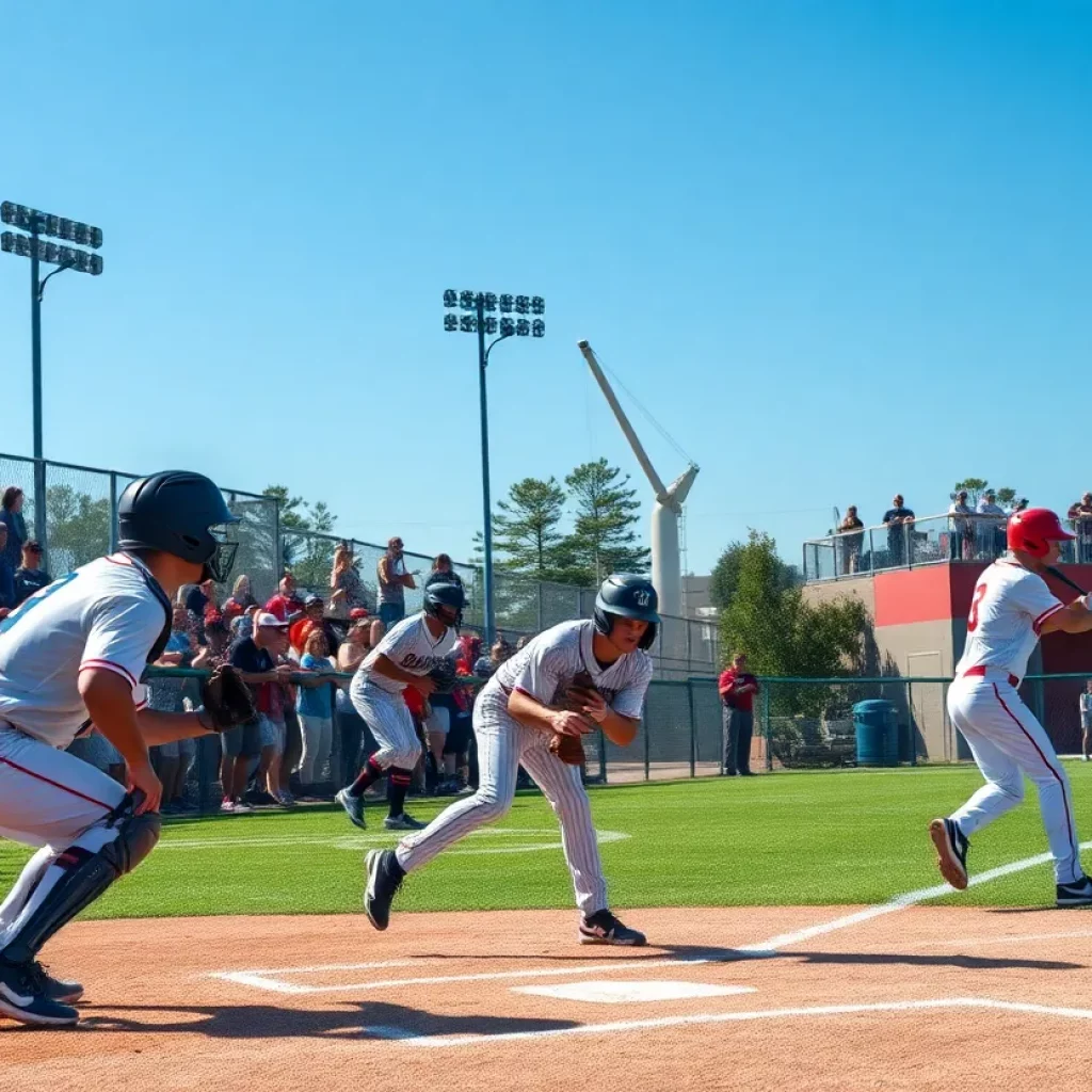 Players competing in a high school baseball game in Jacksonville.