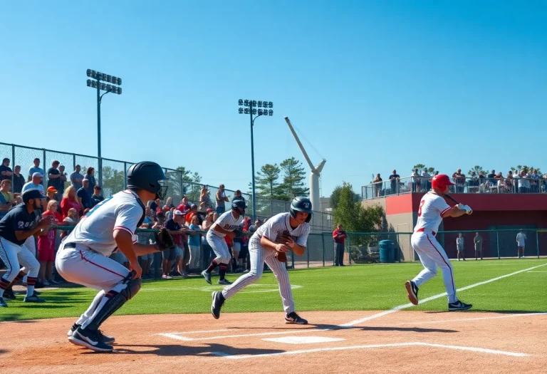 Players competing in a high school baseball game in Jacksonville.
