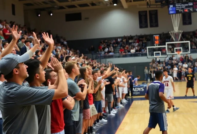 Fans cheering at Kansas high school basketball playoffs
