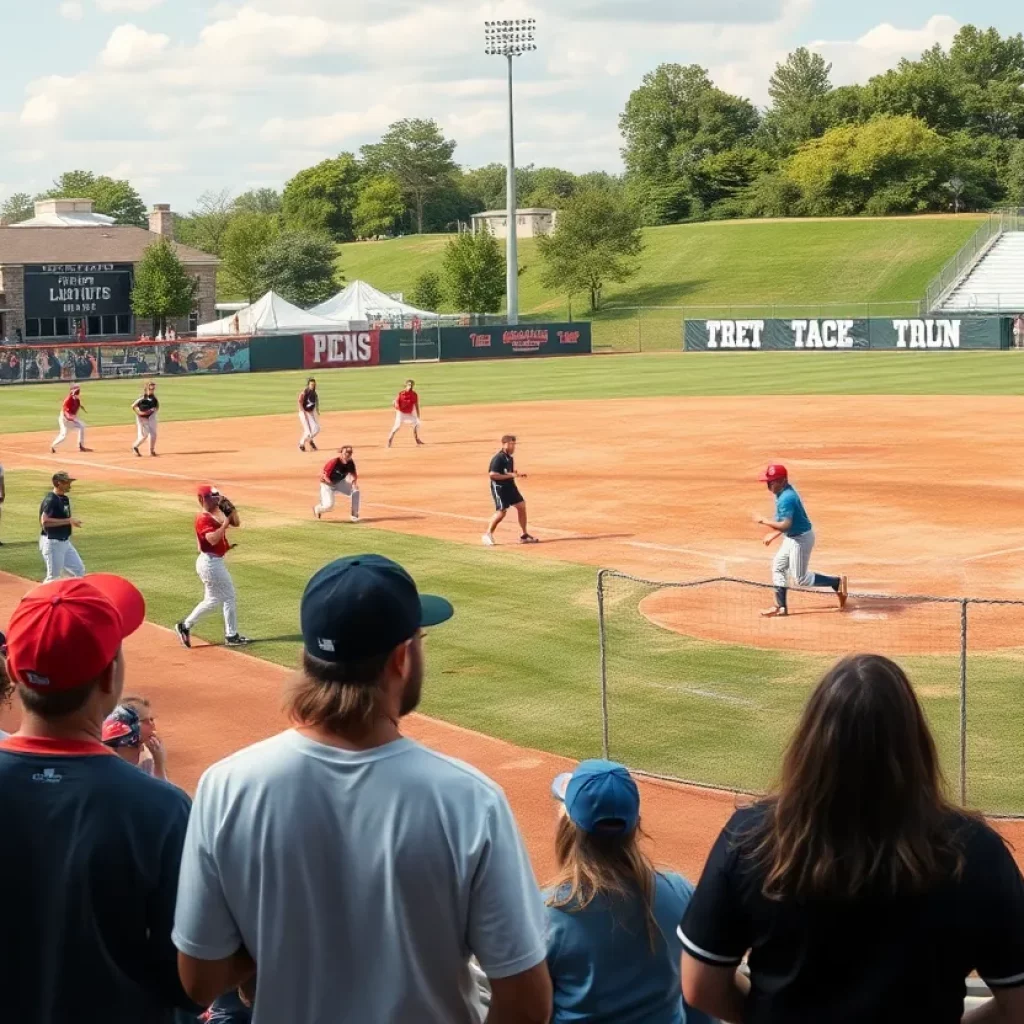 High school baseball players in action at a game in Las Cruces