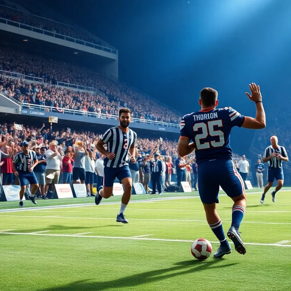 Lutheran North football players on the field during a game.