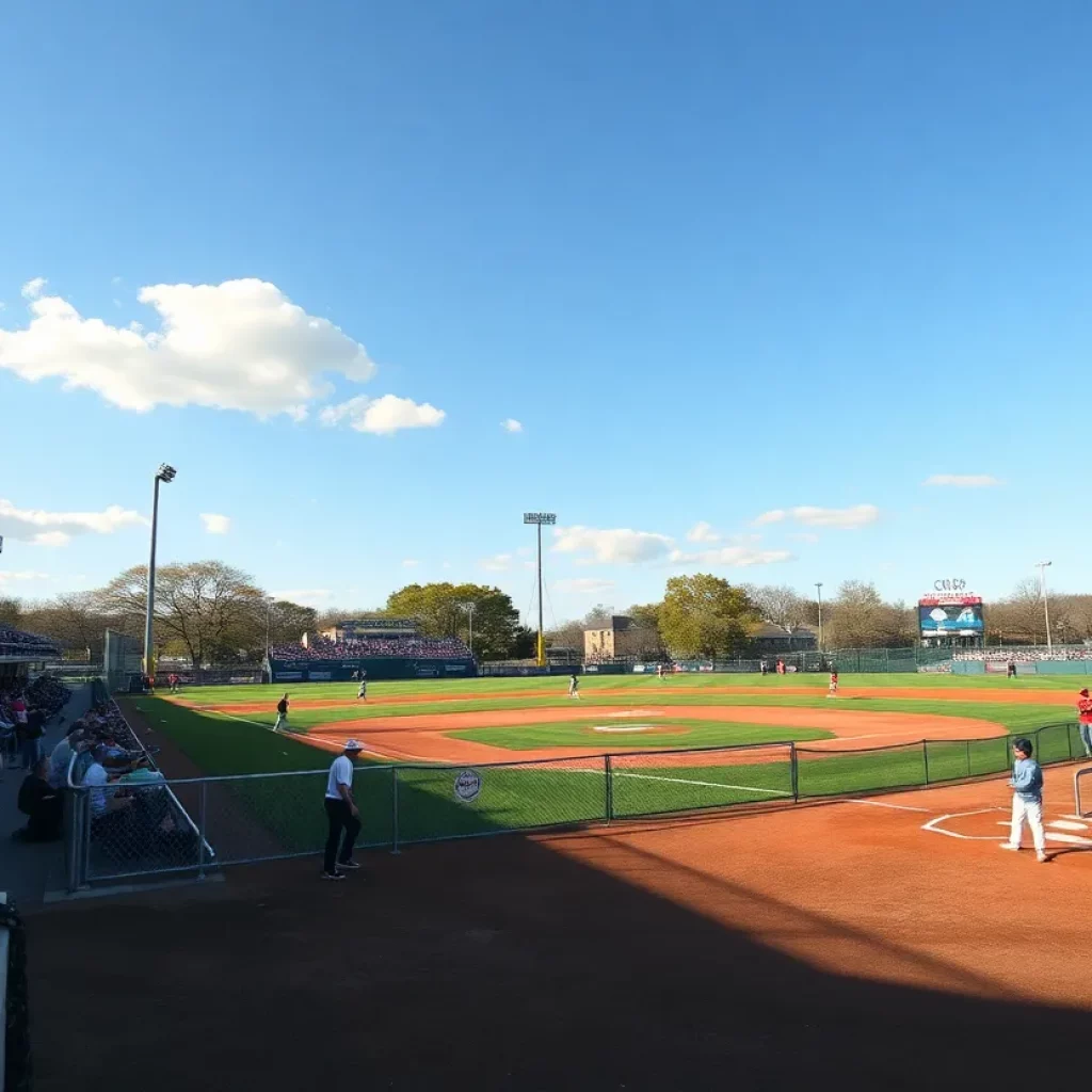 Players from Magnolia Heights baseball team during a game