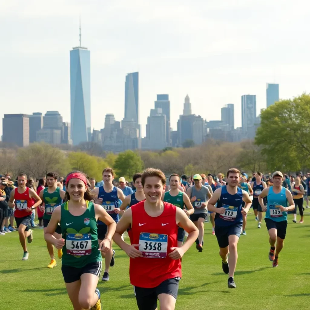 Runners competing in the Manhattan University Cross Country Invitational