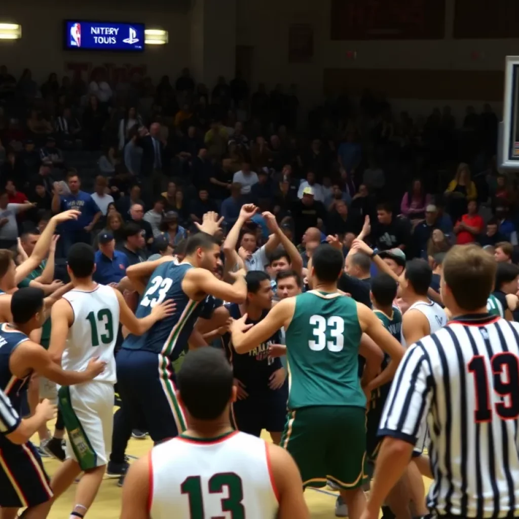 Brawl during Meadowville vs Uniontown basketball game