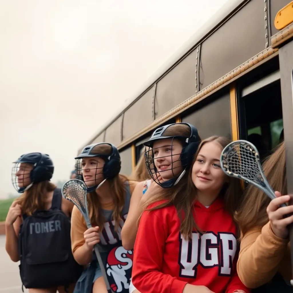 Emergency evacuation of lacrosse team from a charter bus