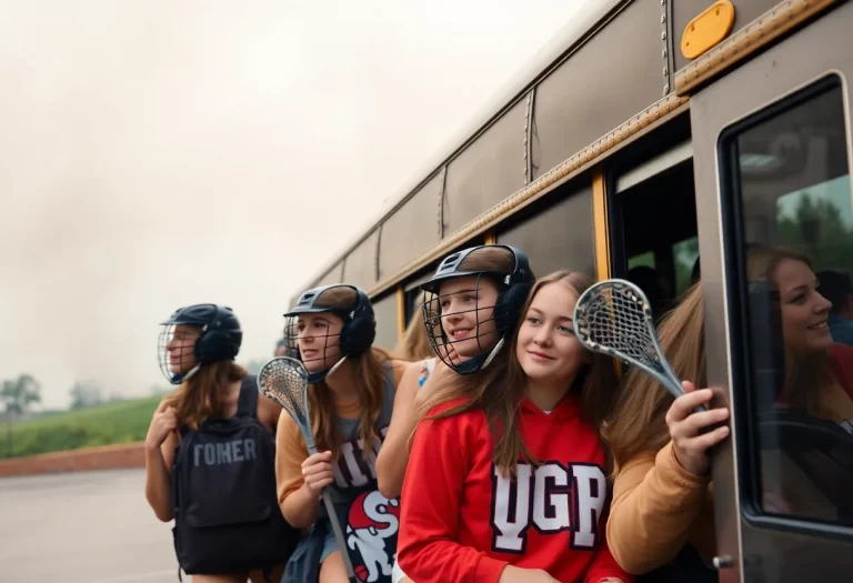 Emergency evacuation of lacrosse team from a charter bus