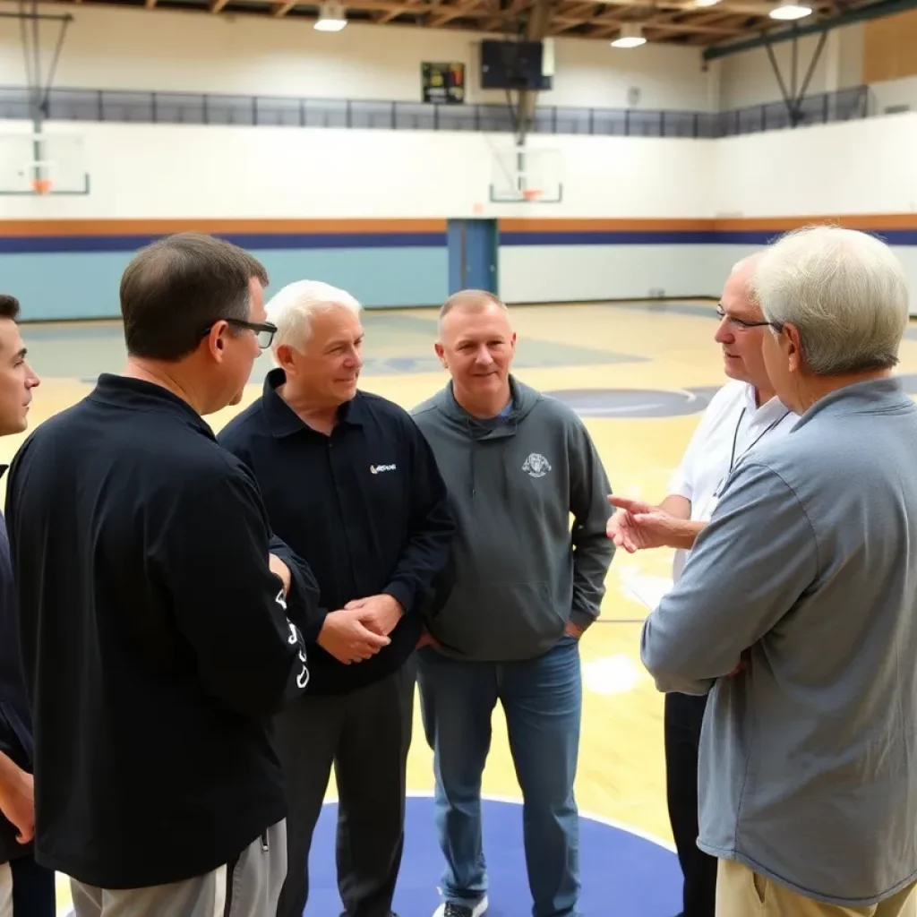 Local coaches in Minneapolis discussing basketball strategies