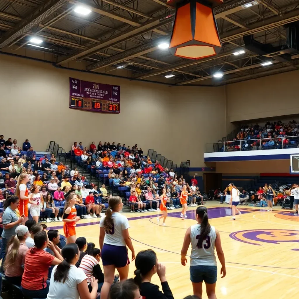 Fans cheering at the Minnesota high school girls basketball tournament