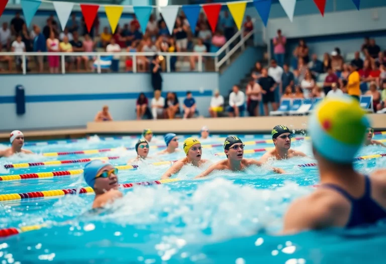 A swimmer performing in a competitive race at the Japan Swim event.
