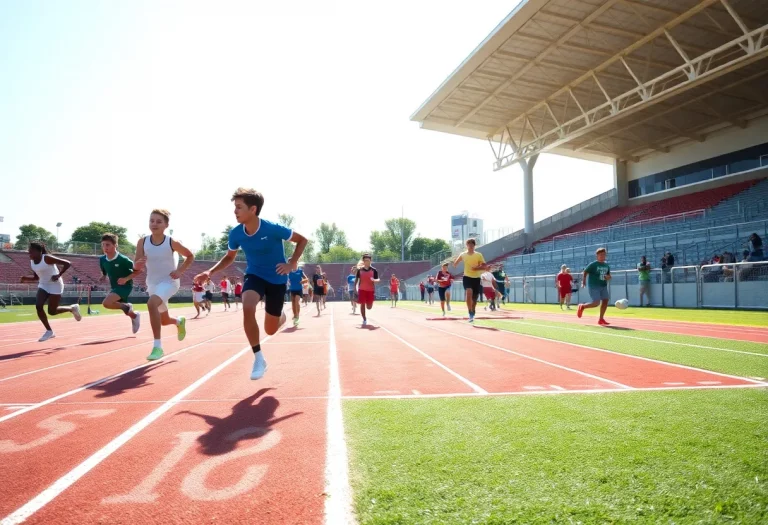 High school athletes competing in track and field events.