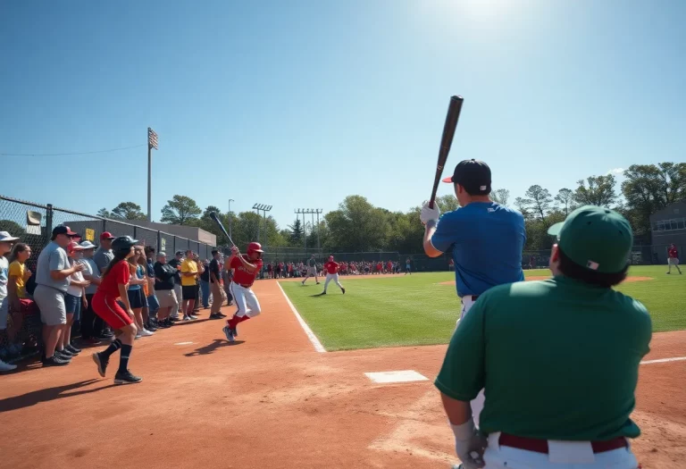 Players in a Missouri high school baseball game
