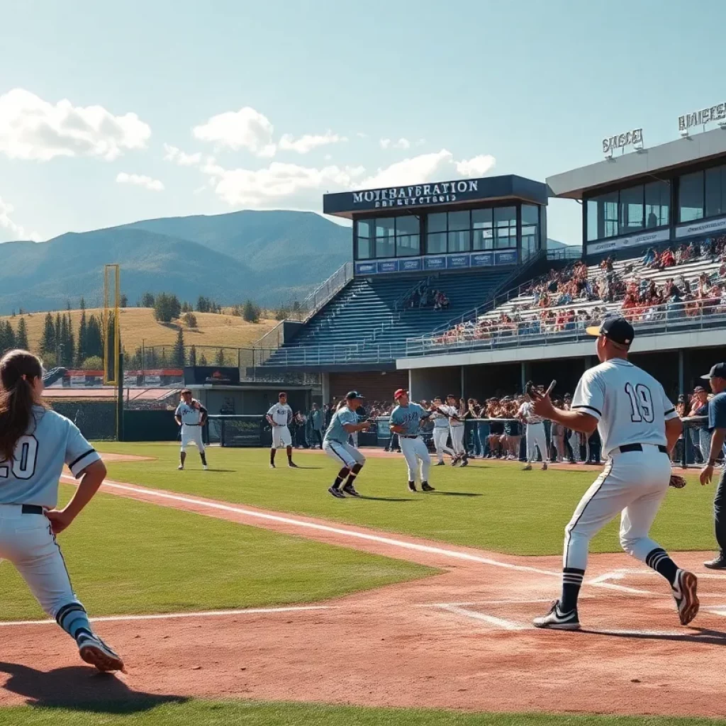 High school baseball players in action during a game in Montana