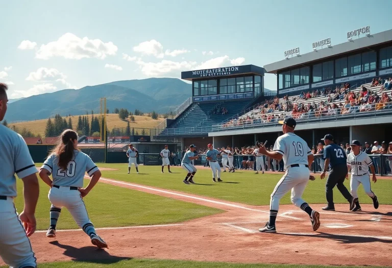 High school baseball players in action during a game in Montana