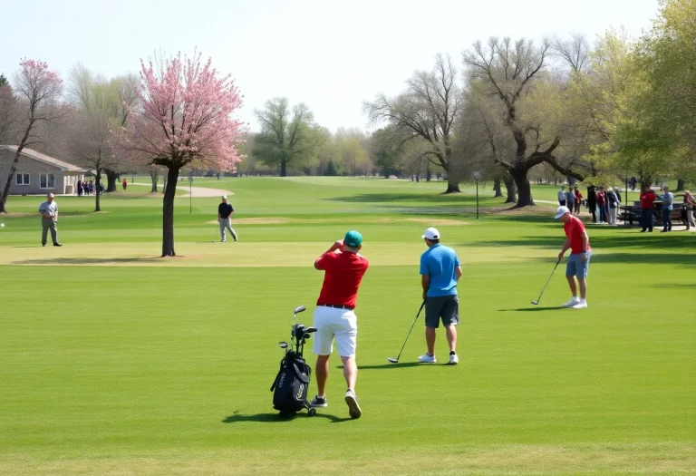Young golfers competing on a spring day at a Nebraska high school golf course.