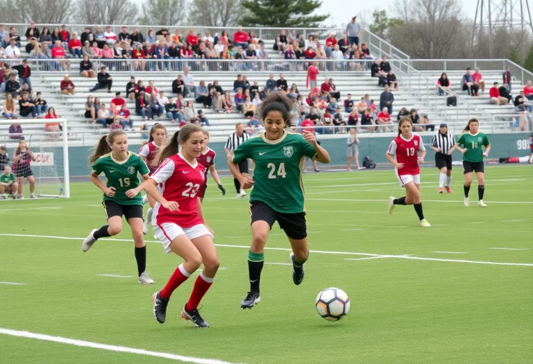 High school soccer game in Nebraska