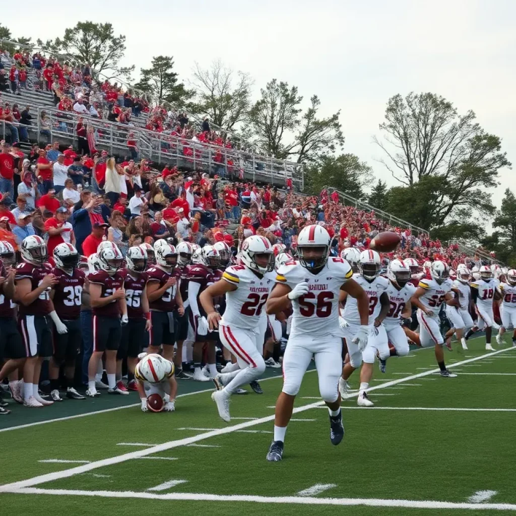 High school football players in action in North Carolina