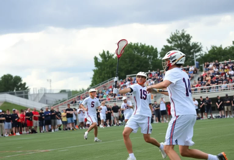 Northside boys' lacrosse team celebrating after their victory