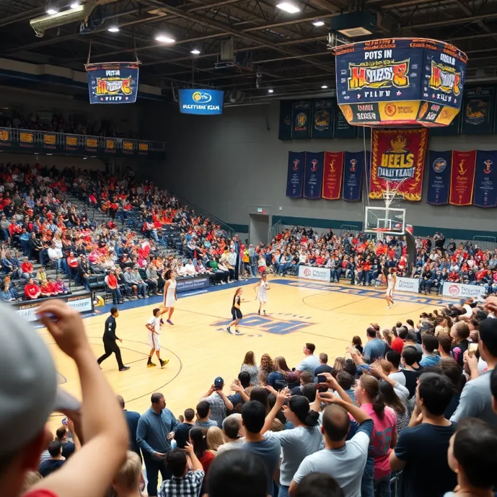 Fans cheering at the OSSAA Class A Basketball Tournament