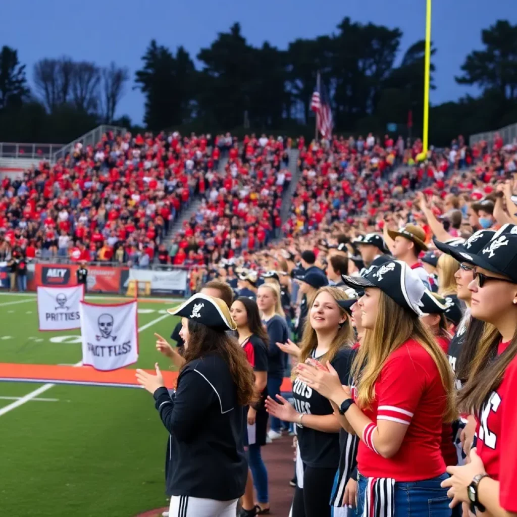 Pasco Pirates football game with fans cheering